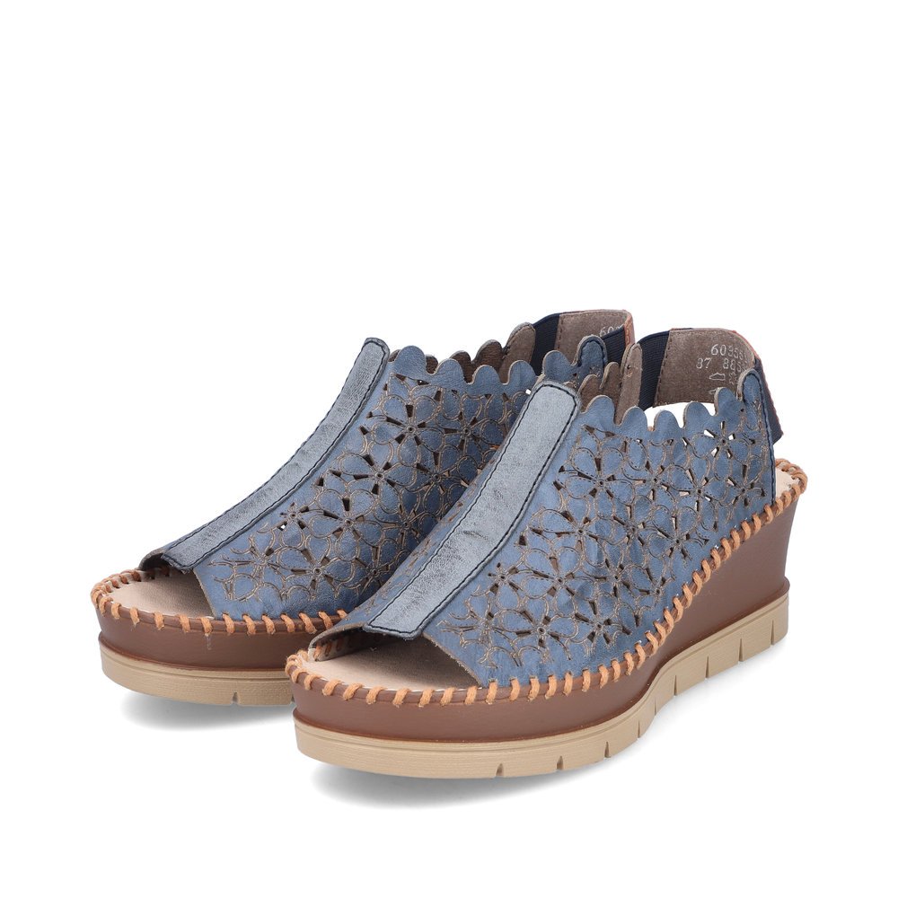 Rieker slate blue wedge sandals | 60355-14 - Rieker