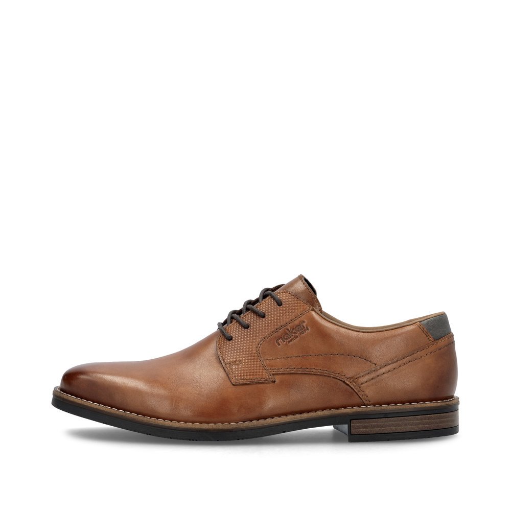 Caramel brown Rieker men´s lace-up shoes 13523-24 with comfort width G 1/2. Outside of the shoe.