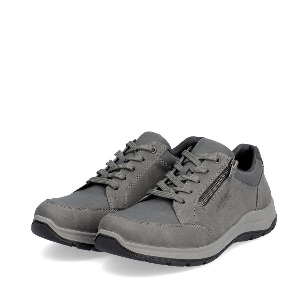 Grey Rieker men´s lace-up shoes 03600-45 with a zipper as well as extra width H. Shoes laterally.