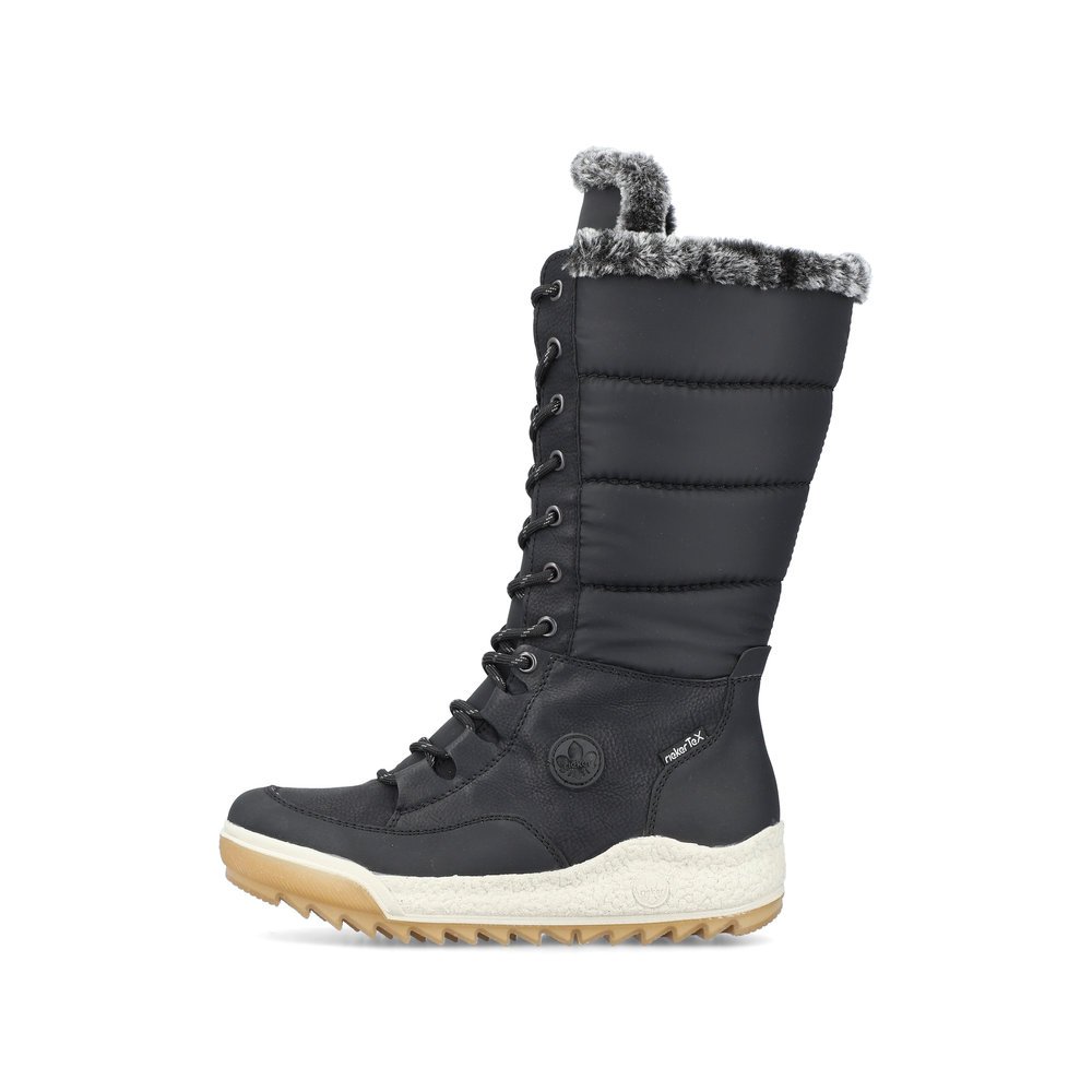 Asphalt black Rieker women´s lace-up boots Y4760-00 with RiekerTEX technology. Outside of the shoe.