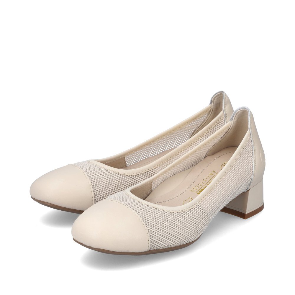 Rieker escarpins blancs pour femmes 45065-80. Chaussures inclinée sur le côté.
