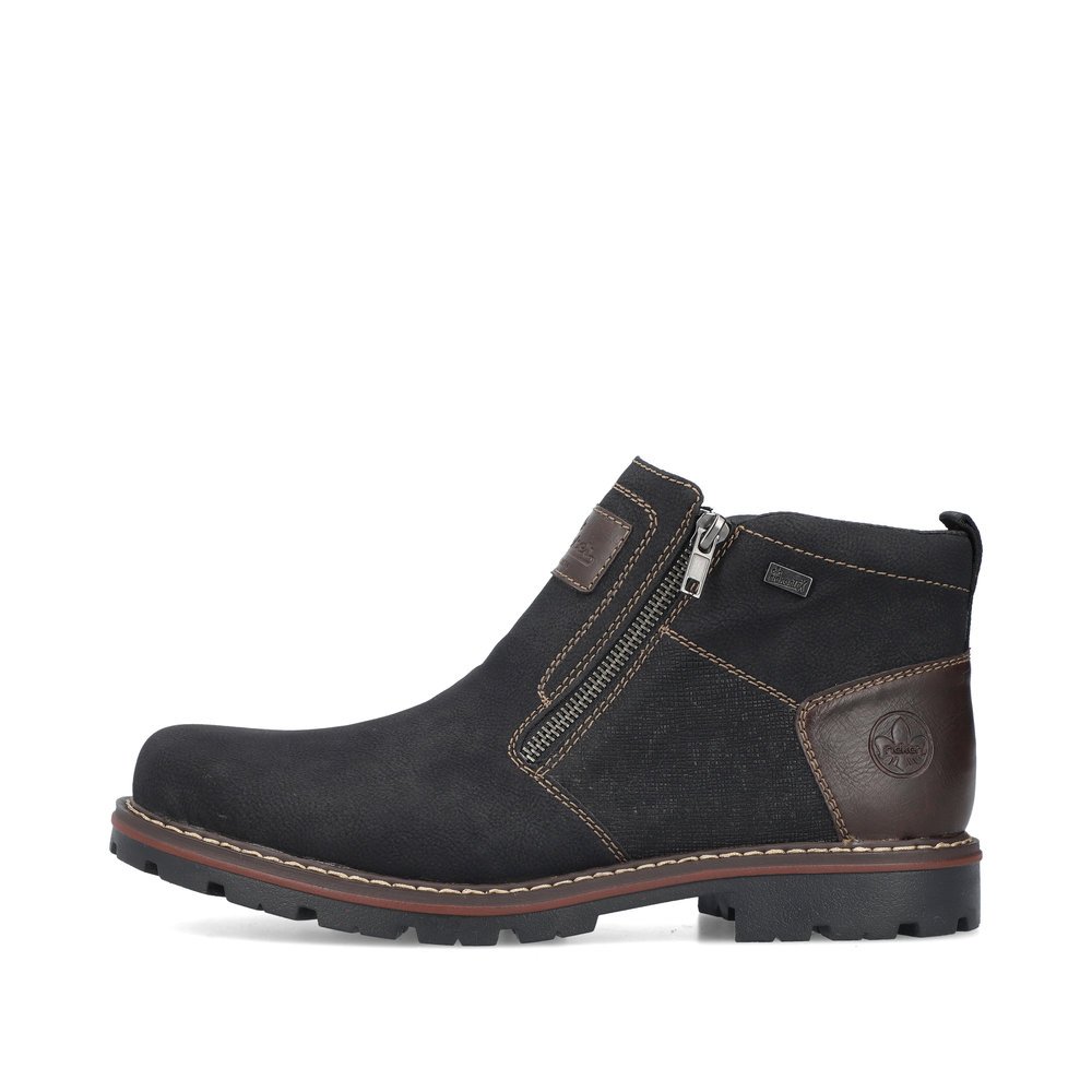 Schwarze Rieker Herren Kurzstiefel 37770-00 mit wasserabweisender TEX-Membran. Schuh Außenseite.