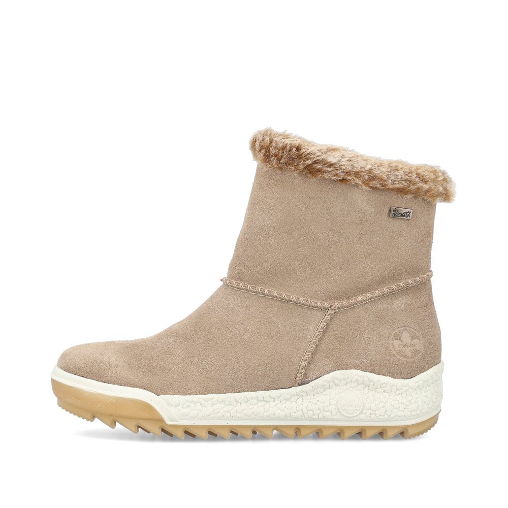 Brown beige Rieker women´s ankle boots Y4780-64 with RiekerTEX technology. Outside of the shoe.