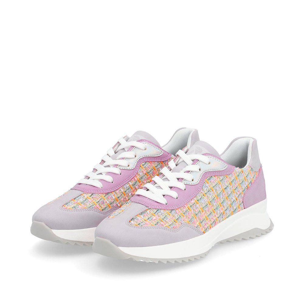 Colorful Rieker women´s low-top sneakers W1300-90 with a durable sole. Shoes laterally.