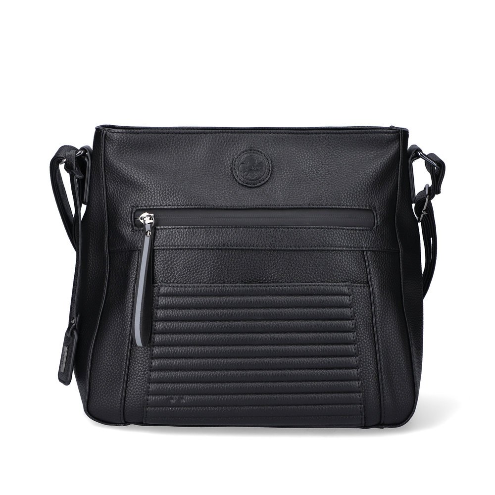 Sac à main Rieker H1481-00 noir avec poche intérieure, fermeture éclair et poche pour téléphone portable. Face avant.