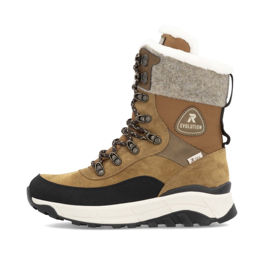 Brown Rieker women´s lace-up boots W0066-22 with RiekerTEX technology. Outside of the shoe.