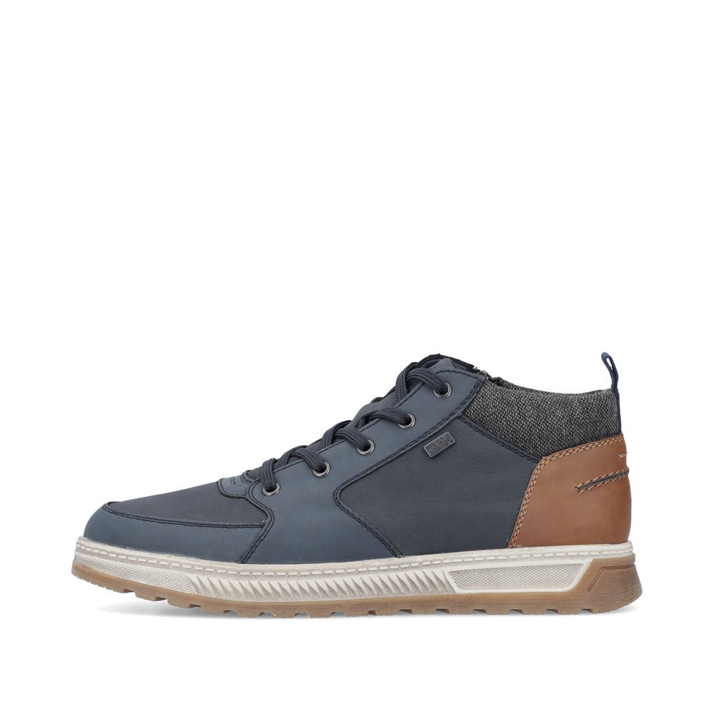 Chaussures à lacets Rieker bleues homme 37011-14 avec membrane RiekerTEX. Côté extérieur de la chaussure.