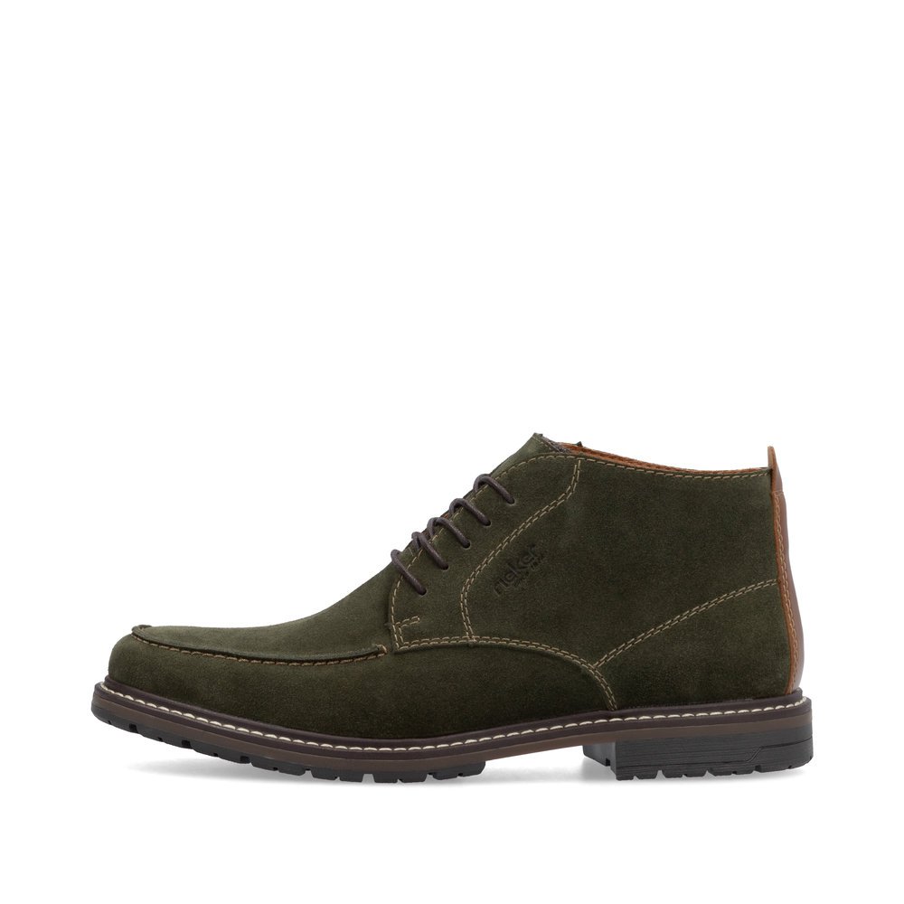 Reed green Rieker men´s lace-up shoes 13700-54 with comfort width G 1/2. Outside of the shoe.