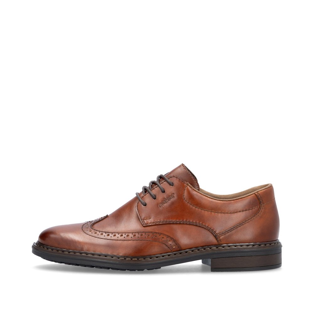 Fox brown Rieker men´s lace-up shoes 17620-24 with extra width H. Outside of the shoe.