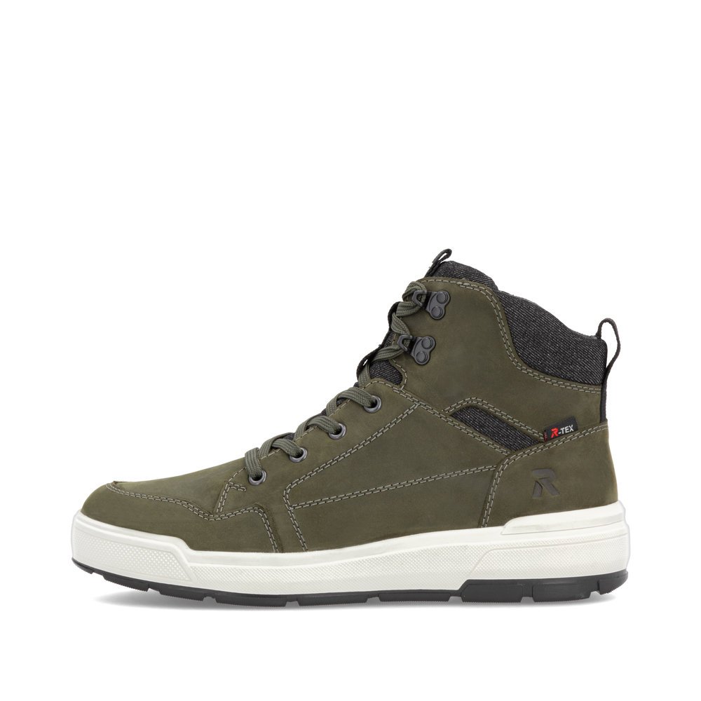 Green Rieker men´s high-top sneakers U0070-54 with RiekerTEX technology. Outside of the shoe.