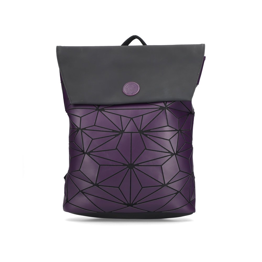 Sac à dos Rieker H1391-30 violet avec un motif stylé, une finition mate et une fermeture éclair. Face avant.