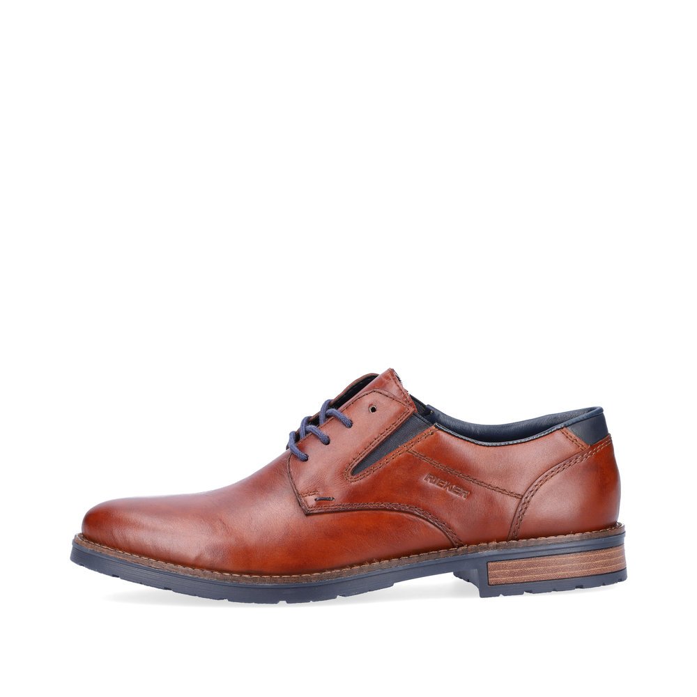 Nougat brown Rieker men´s lace-up shoes 14621-24 with comfort width G 1/2. Outside of the shoe.