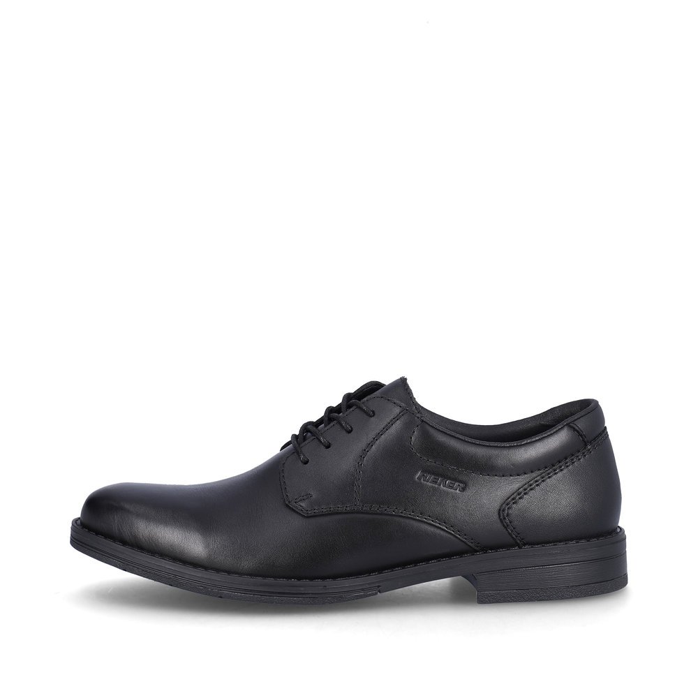 Midnight black Rieker men´s lace-up shoes 10304-00 with comfort width G 1/2. Outside of the shoe.