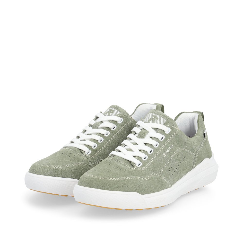 Green Rieker women´s low-top sneakers W1101-52 with a super light and flexible sole. Shoes laterally.
