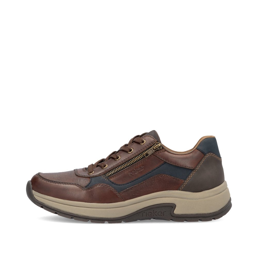 Brown Rieker men´s lace-up shoes 11001-25 with a zipper as well as extra width H. Outside of the shoe.