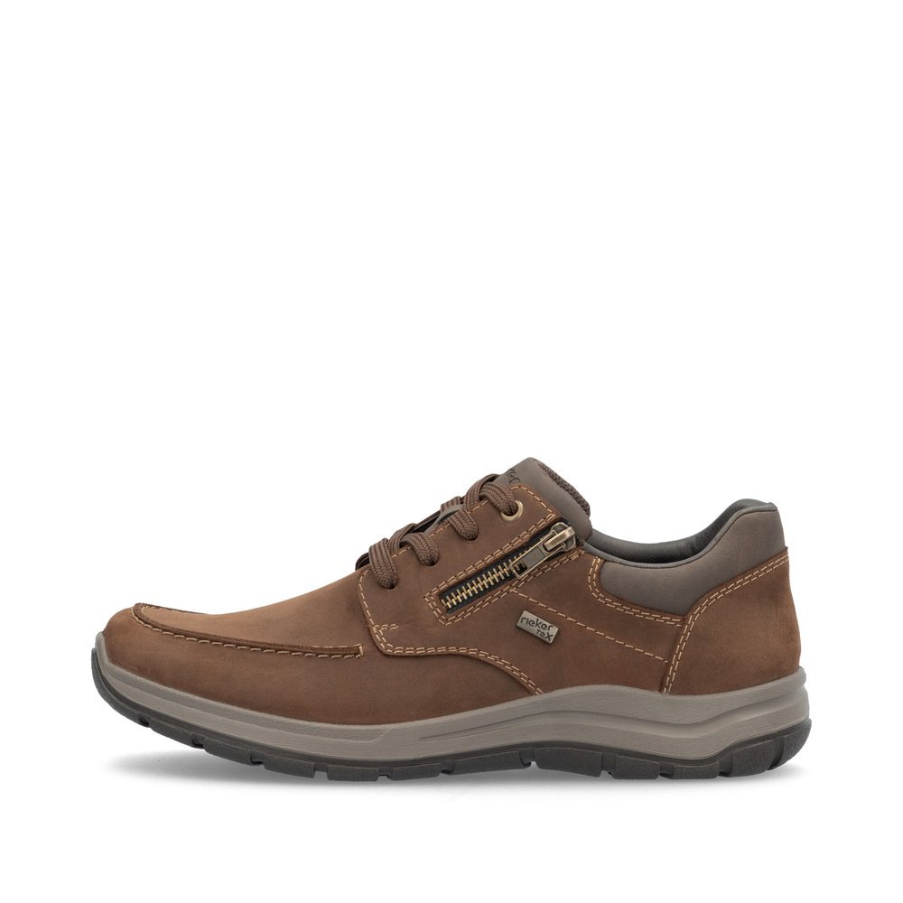 Brown Rieker men´s lace-up shoes 03601-22 with RiekerTEX membrane as well as zipper. Outside of the shoe.