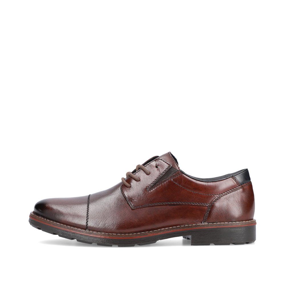 Chocolate brown Rieker men´s lace-up shoes 15320-25 with comfort width G 1/2. Outside of the shoe.