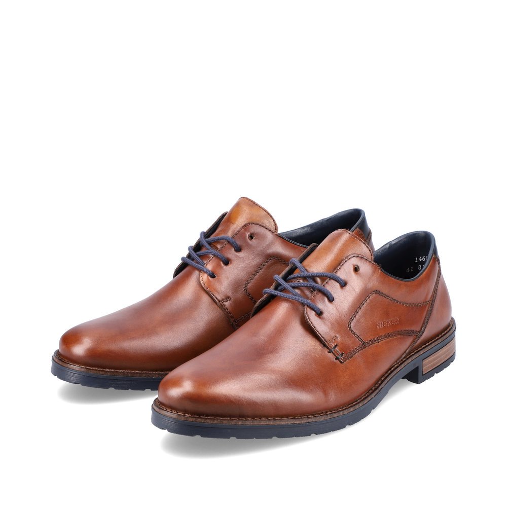 Maroon Rieker men´s lace-up shoes 14602-24 with comfort width G 1/2. Shoes laterally.