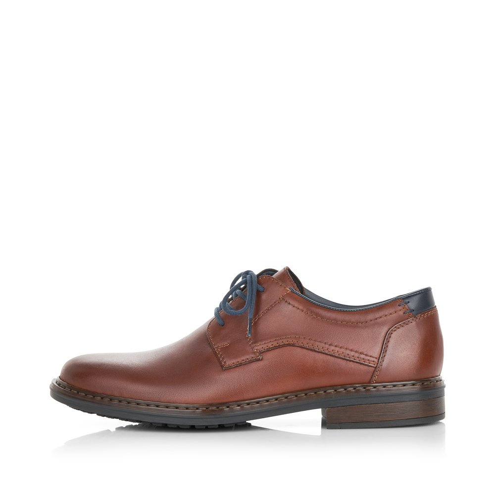 Nougat brown Rieker men´s lace-up shoes 17627-25 with extra width H. Outside of the shoe.