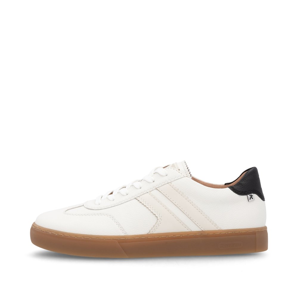 Baskets basses Rieker blanches pour homme U0707-80. Côté extérieur de la chaussure.