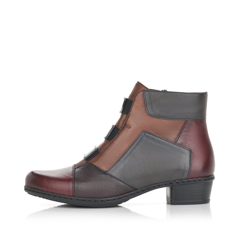 Bottines Rieker marron pour femme Y0764-35 avec fermeture éclair. Côté extérieur de la chaussure.