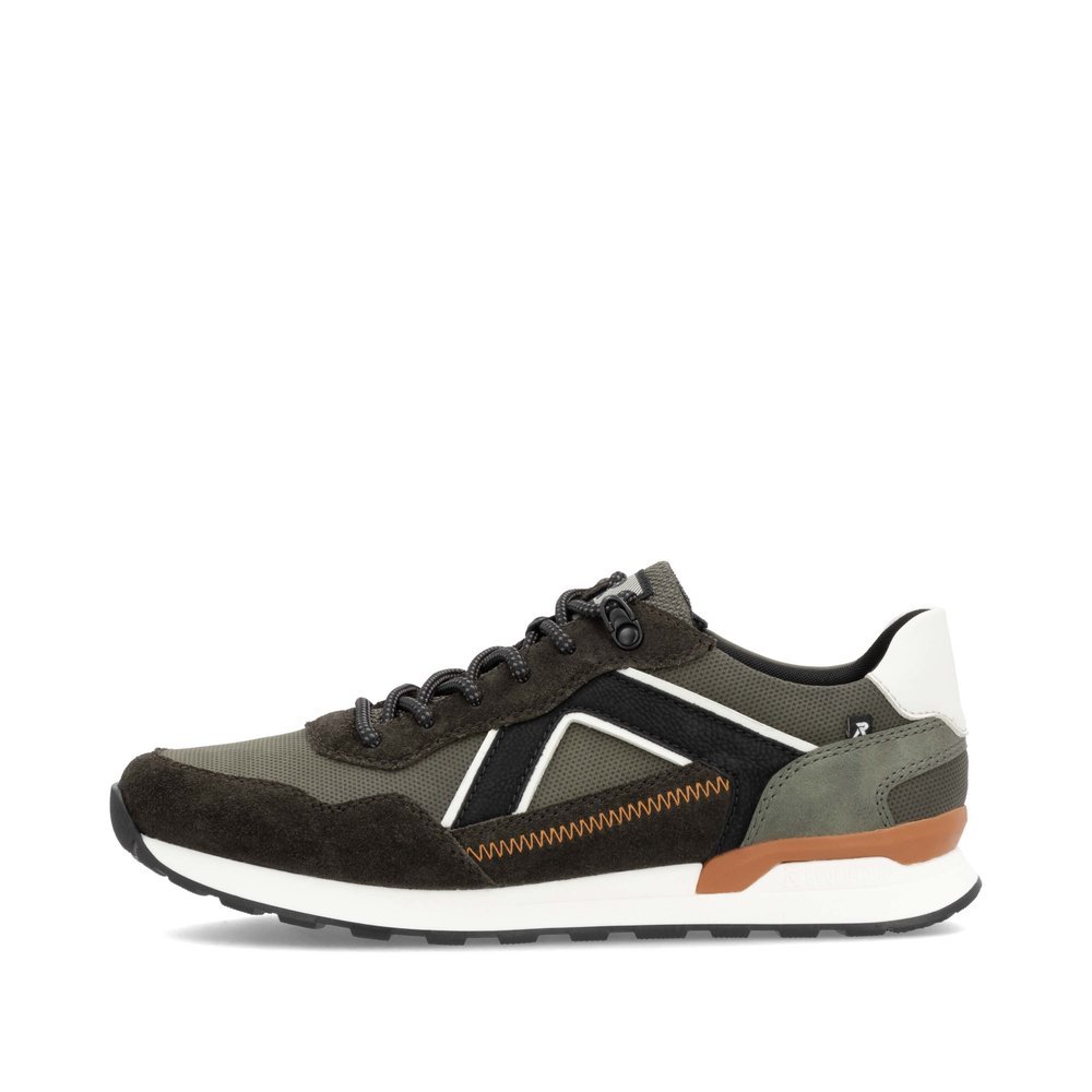 Brown Rieker men´s low-top sneakers U0310-54 with water-repellent nano-coating. Outside of the shoe.