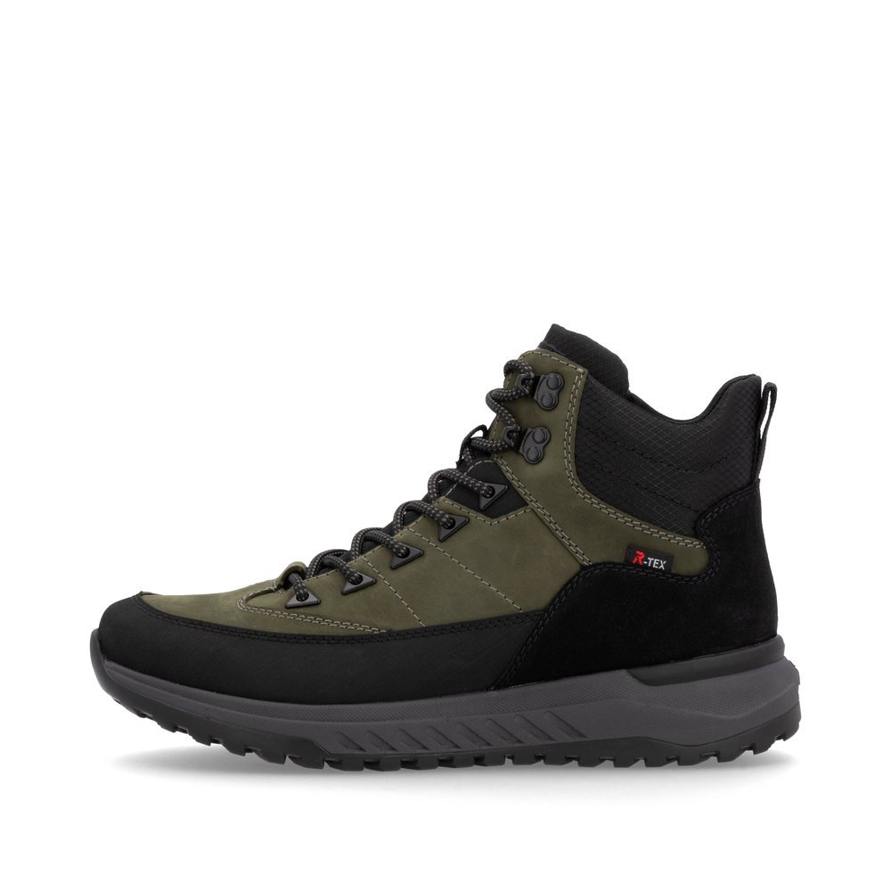 Green Rieker men´s high-top sneakers U0174-54 with RiekerTEX technology. Outside of the shoe.