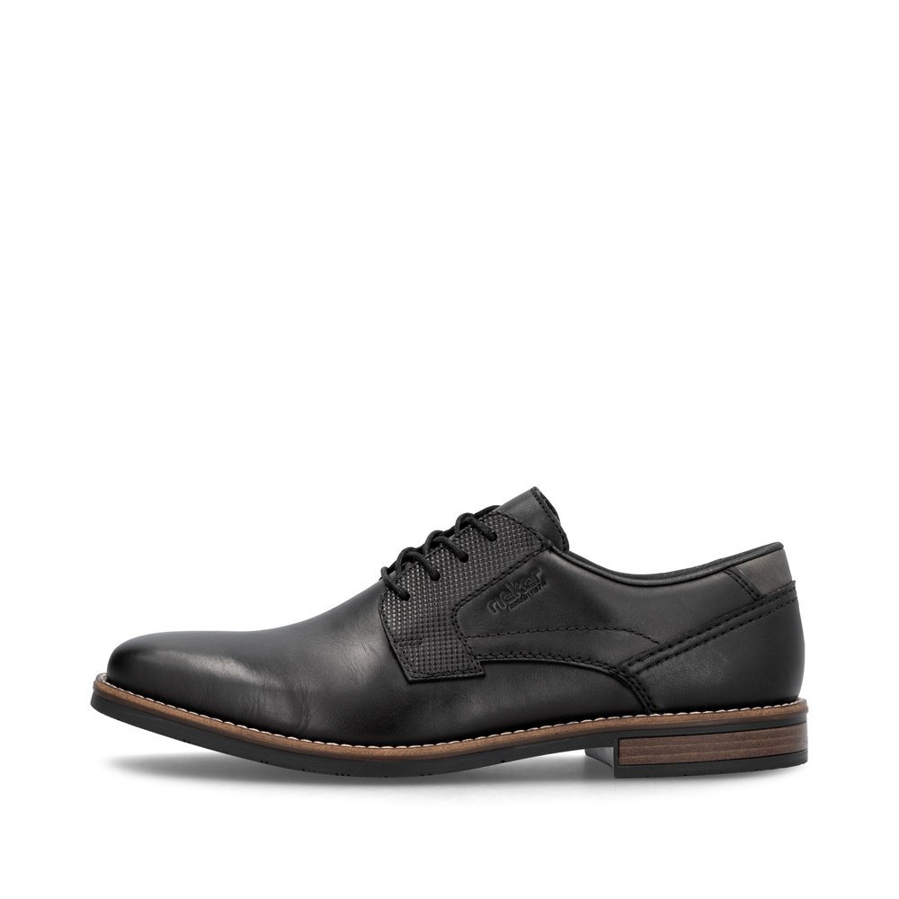 Night black Rieker men´s lace-up shoes 13523-00 with comfort width G 1/2. Outside of the shoe.