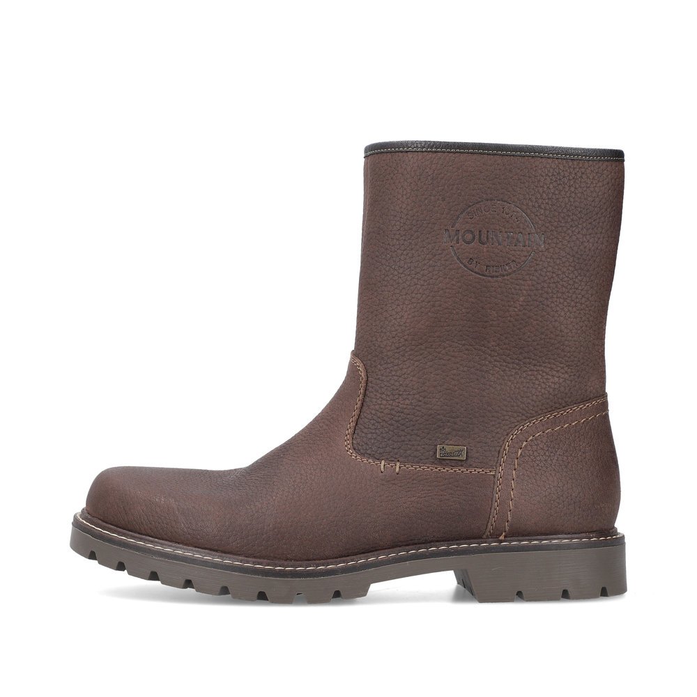 Black brown Rieker men´s ankle boots 39870-25 with a grippy Fiber-Grip sole. Outside of the shoe.