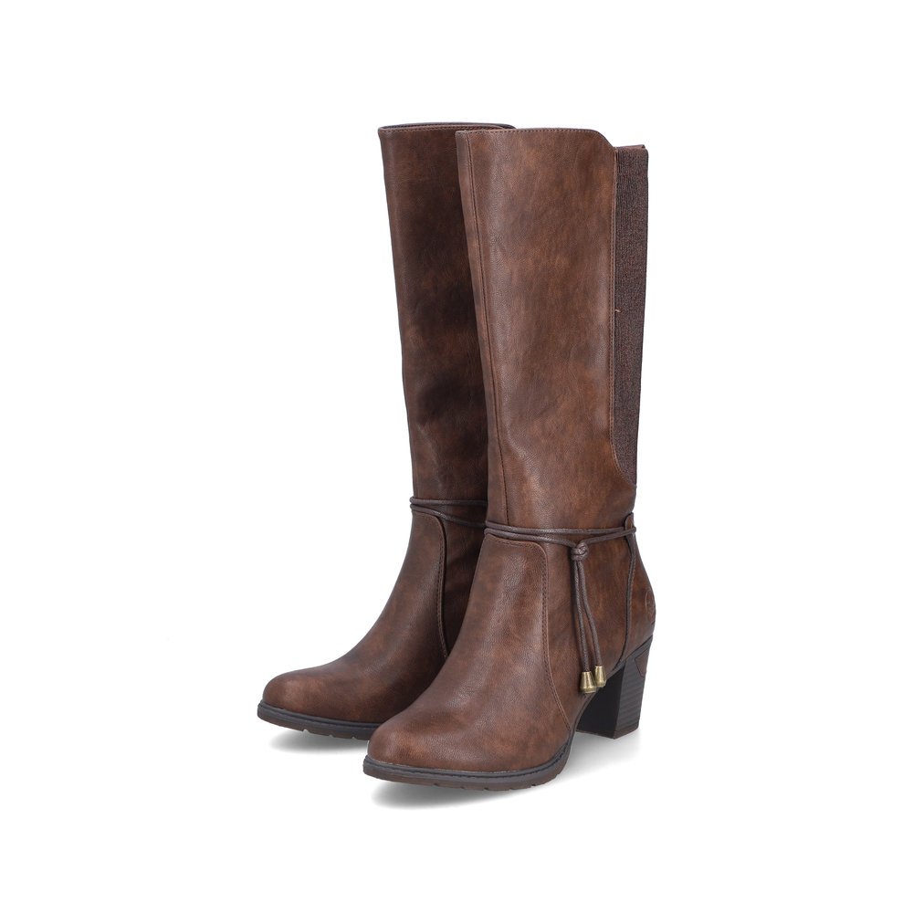 Hazel Rieker women´s high boots 96081-25 with a fashionable cord as well as zipper. Shoes laterally.