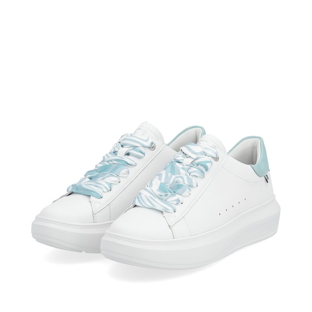 White Rieker women´s low-top sneakers W1201-81 with an ultra light sole. Shoes laterally.