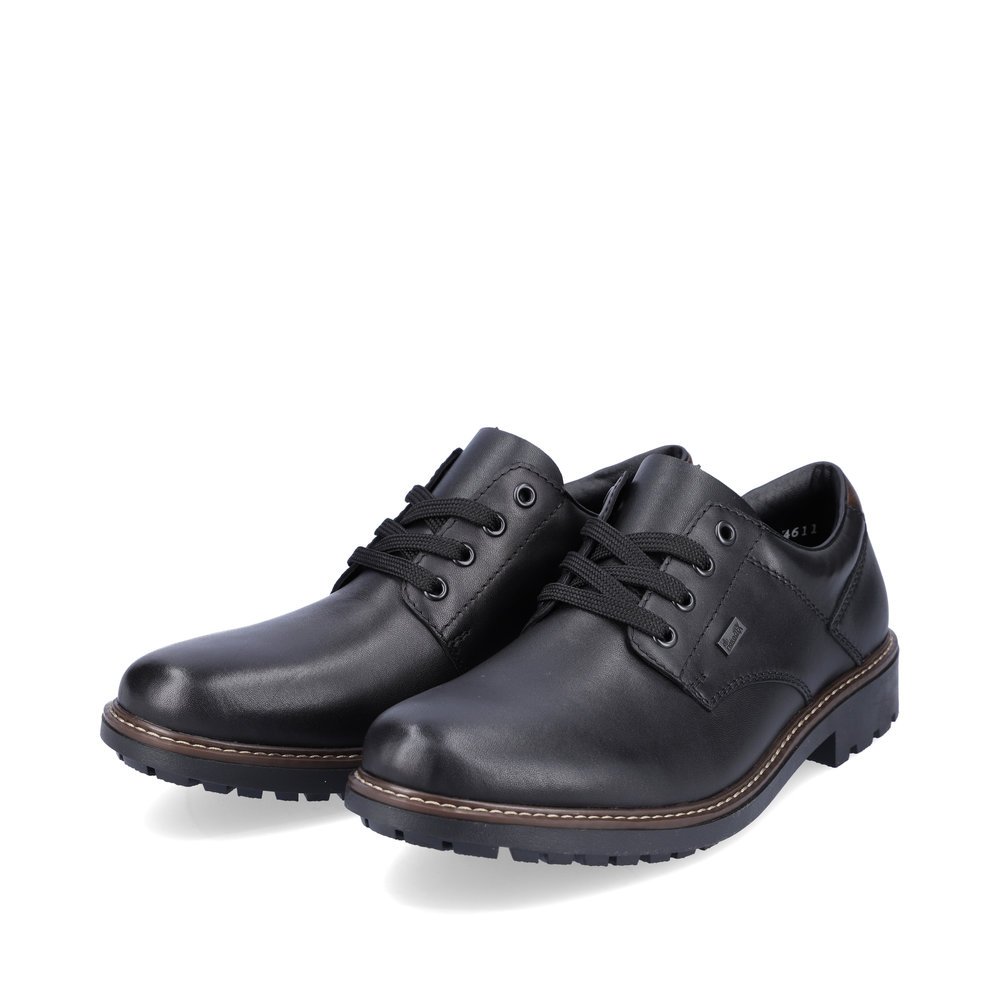 Night black Rieker men´s lace-up shoes F4611-00 with RiekerTEX technology. Shoes laterally.