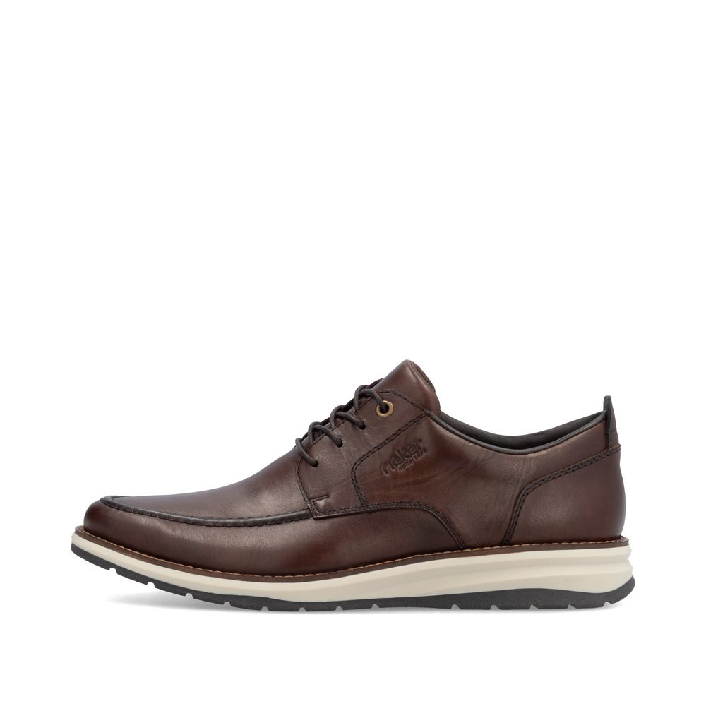 Dark brown Rieker men´s lace-up shoes 14704-25 with comfort width G 1/2. Outside of the shoe.