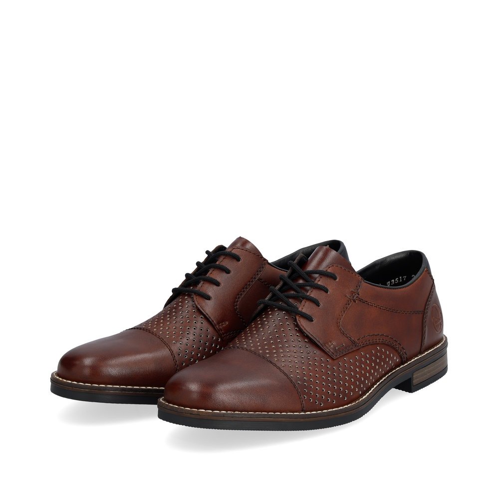 Rieker chaussures à lacets marron pour hommes 13517-24 avec largeur G 1/2. Chaussures inclinée sur le côté.