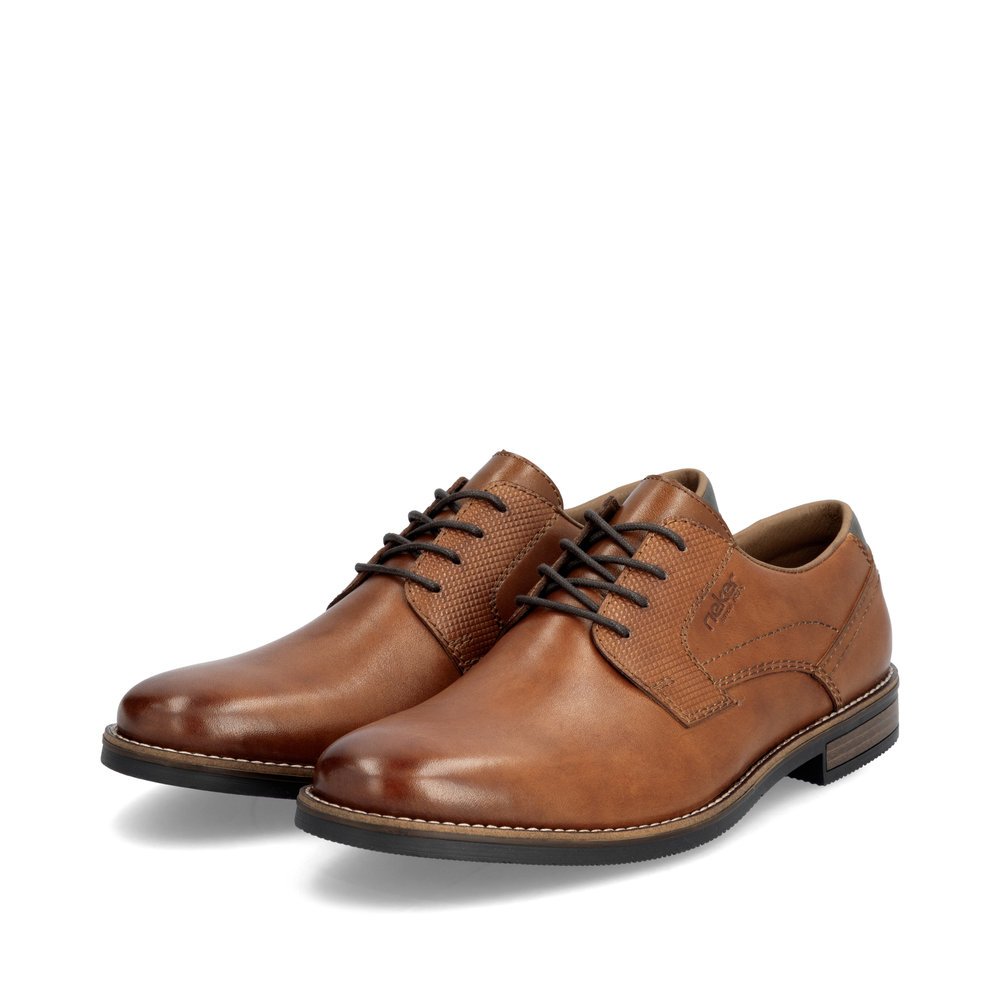 Caramel brown Rieker men´s lace-up shoes 13523-24 with comfort width G 1/2. Shoes laterally.