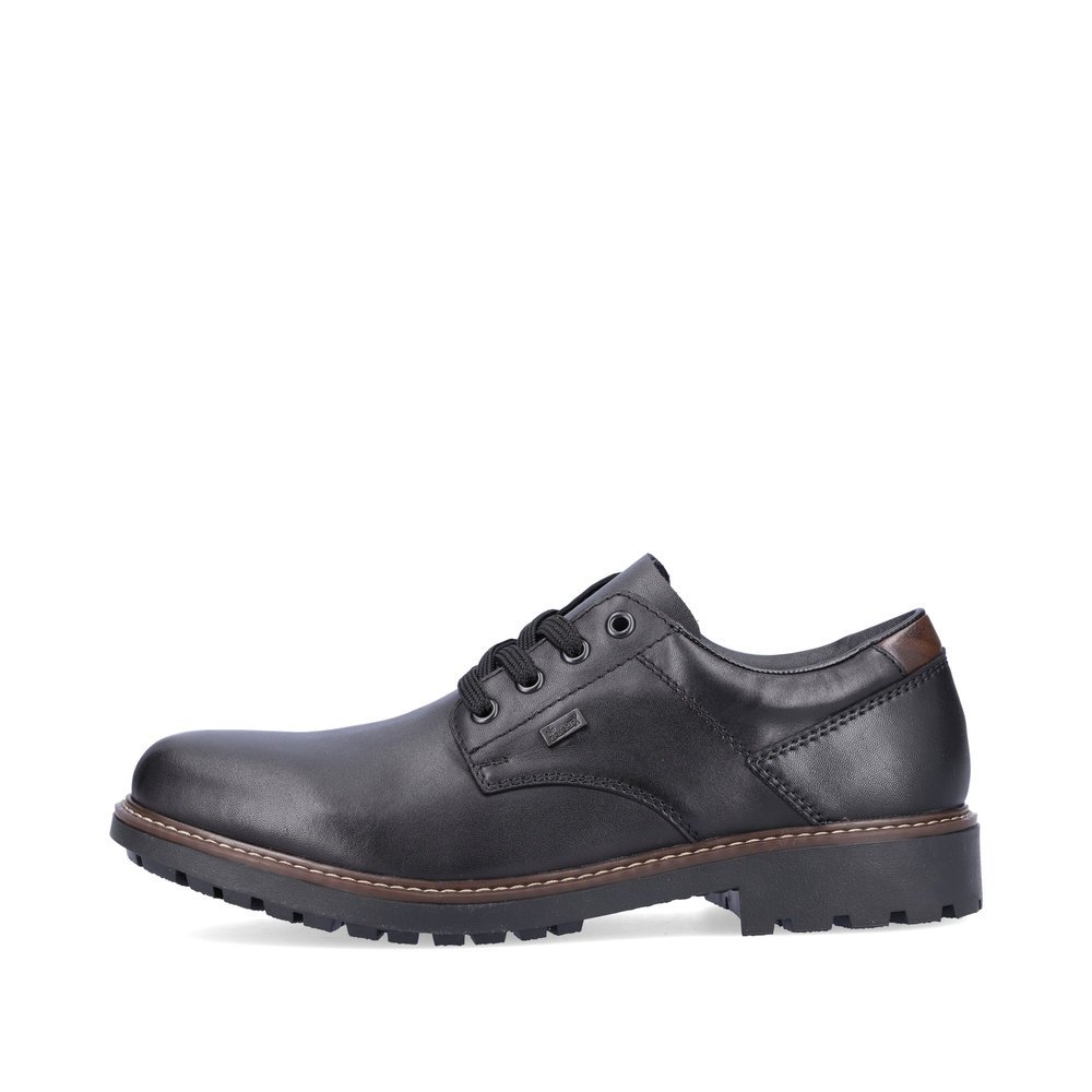 Night black Rieker men´s lace-up shoes F4611-00 with RiekerTEX technology. Outside of the shoe.