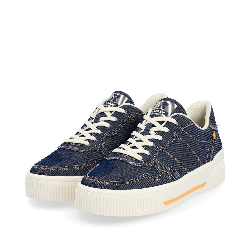 Blue Rieker women´s low-top sneakers W0706-14 with a durable sole. Shoes laterally.