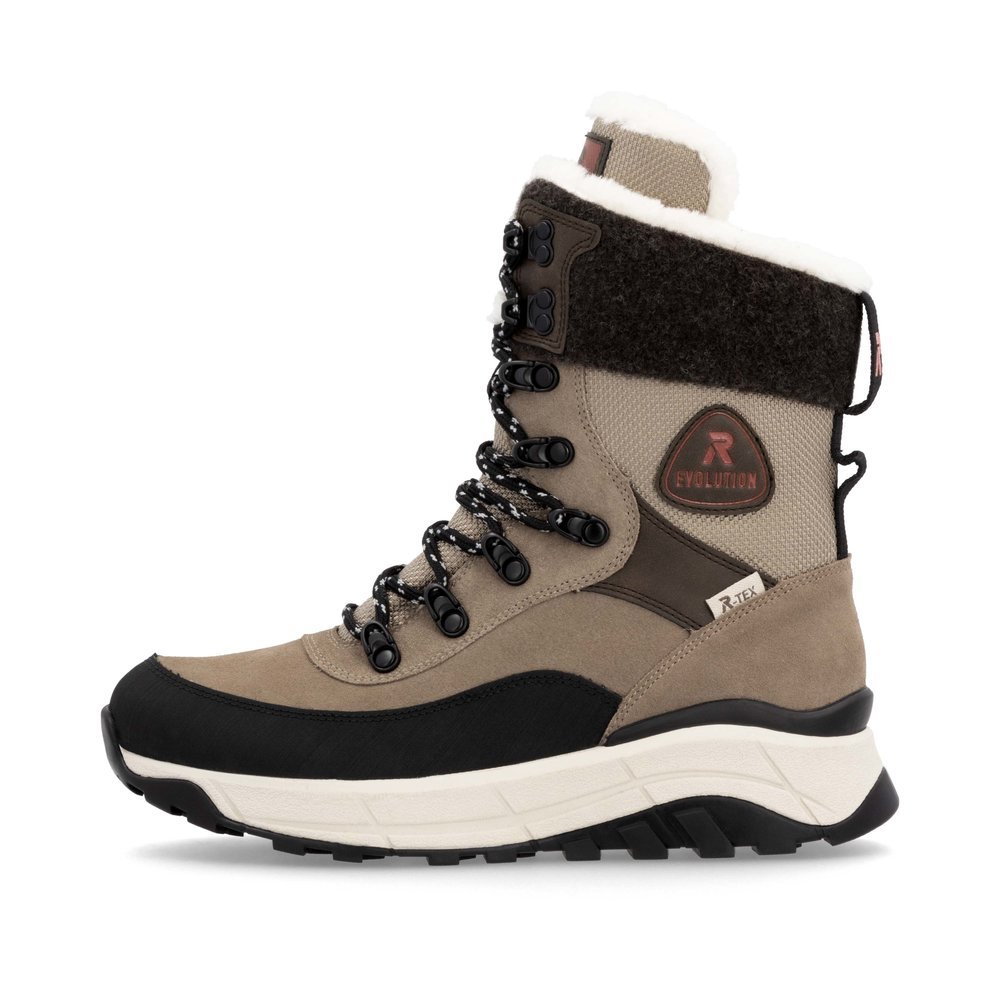 Beige Rieker women´s lace-up boots W0066-64 with RiekerTEX technology. Outside of the shoe.