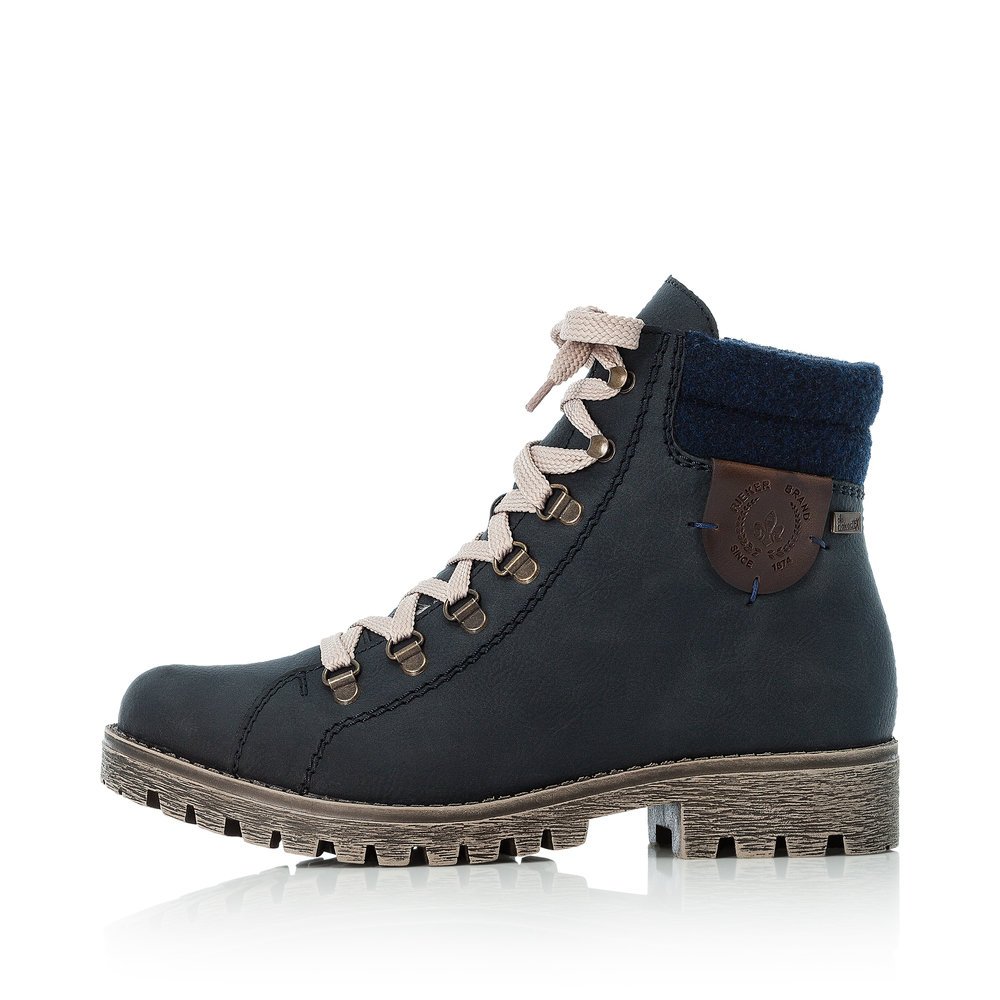 Grey-blue Rieker women´s lace-up boots 785F8-14 with RiekerTEX technology. Outside of the shoe.