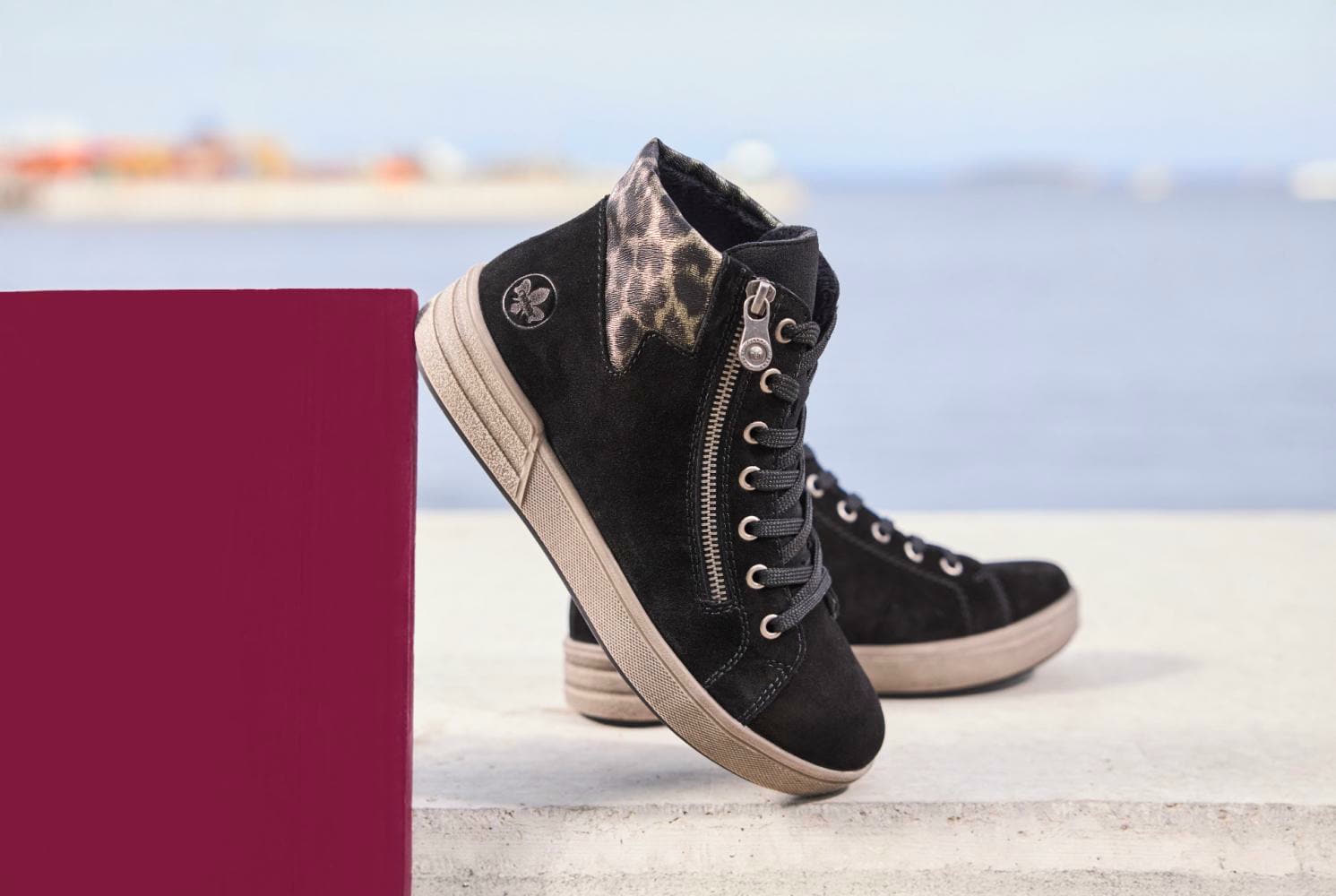 Baskets montantes x0709-00 avec l\'imprimé animal.