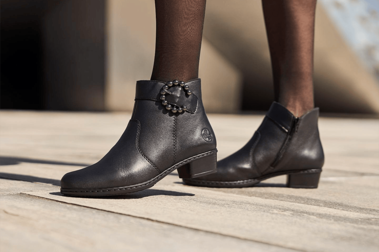 Bottines Classiques Rieker Pour Femme 72613 - Cuir Synthétique, Talon Bloc, Fermeture éclair, Doublure Chaude