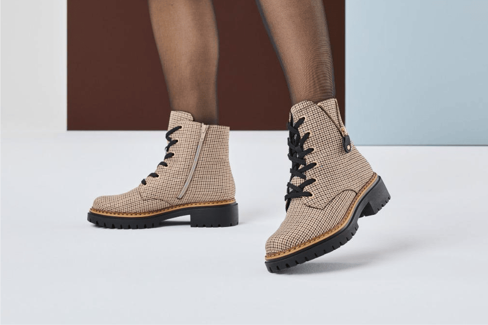 Bottes de motard 72617-60 à motif à carreaux.