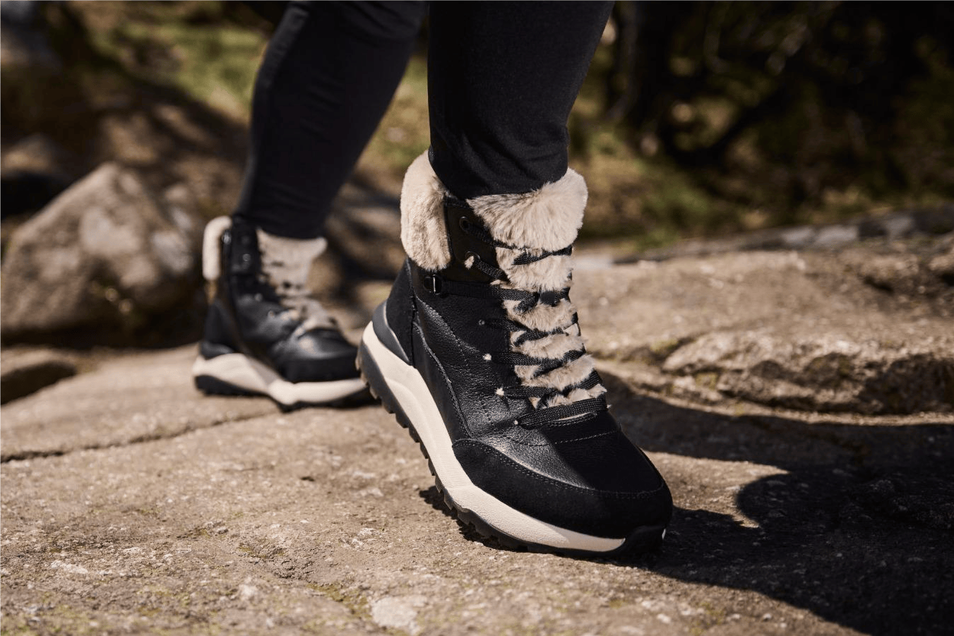Damen Schnürstiefel mit Fellbesatz w2571-00