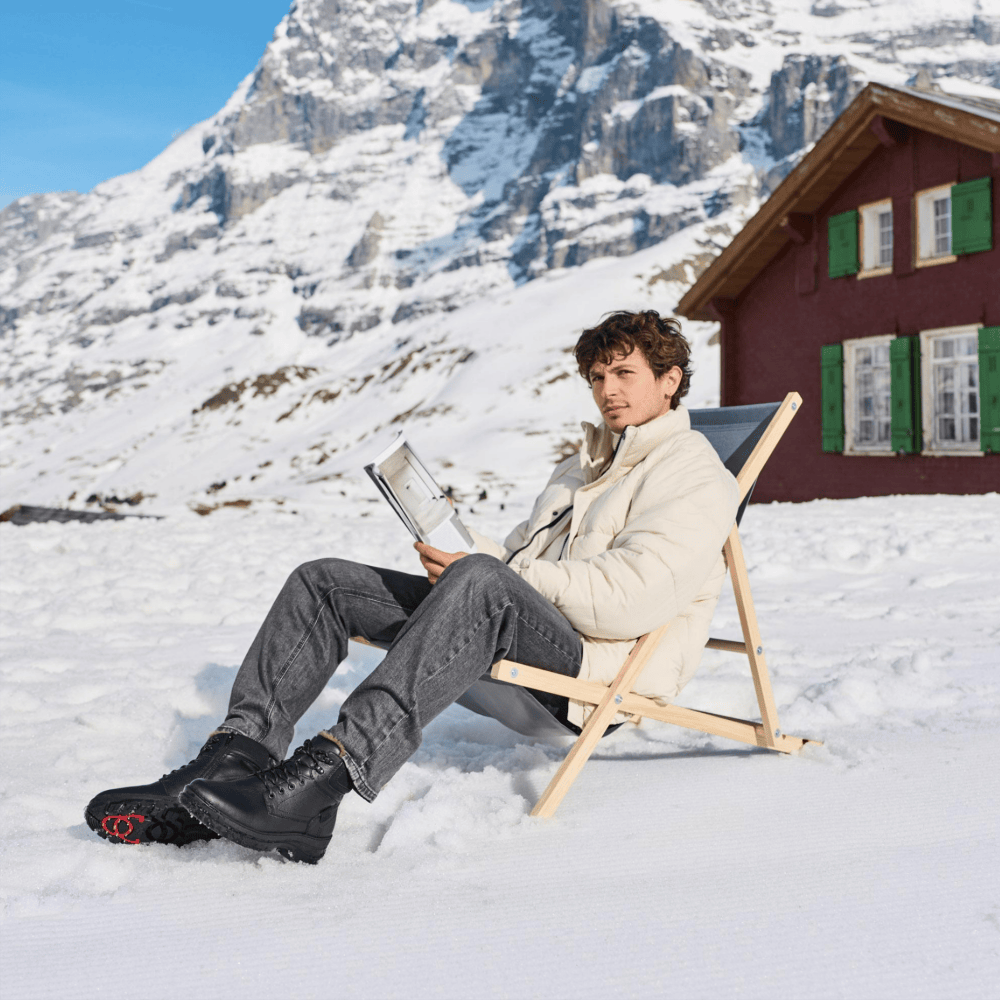 Man with rieker winter shoes
