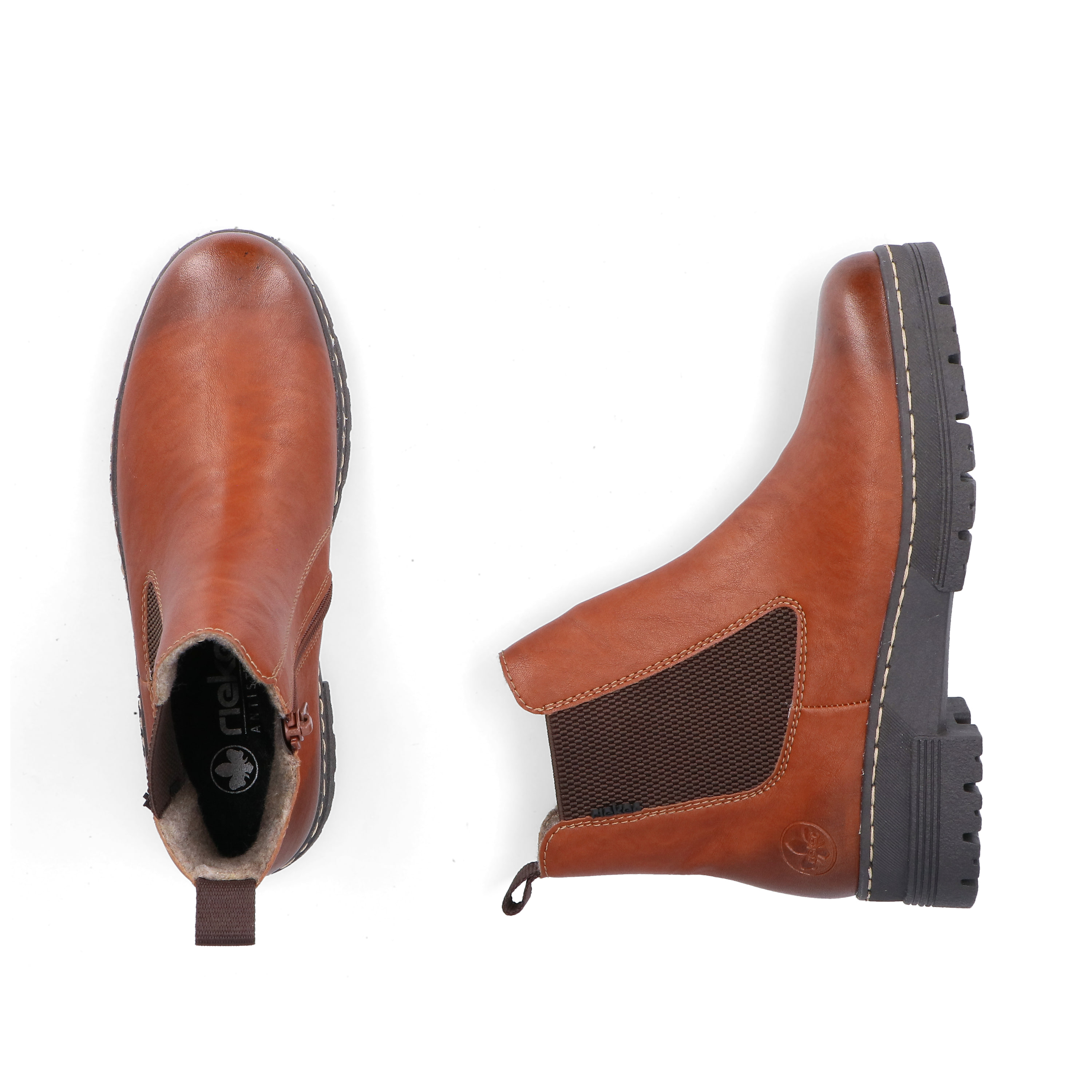 Rieker Damen Chelsea-Stiefel Y4592 – Cremebeiges Kunstleder, Mit Elastikeinsatz Und Komfortweite