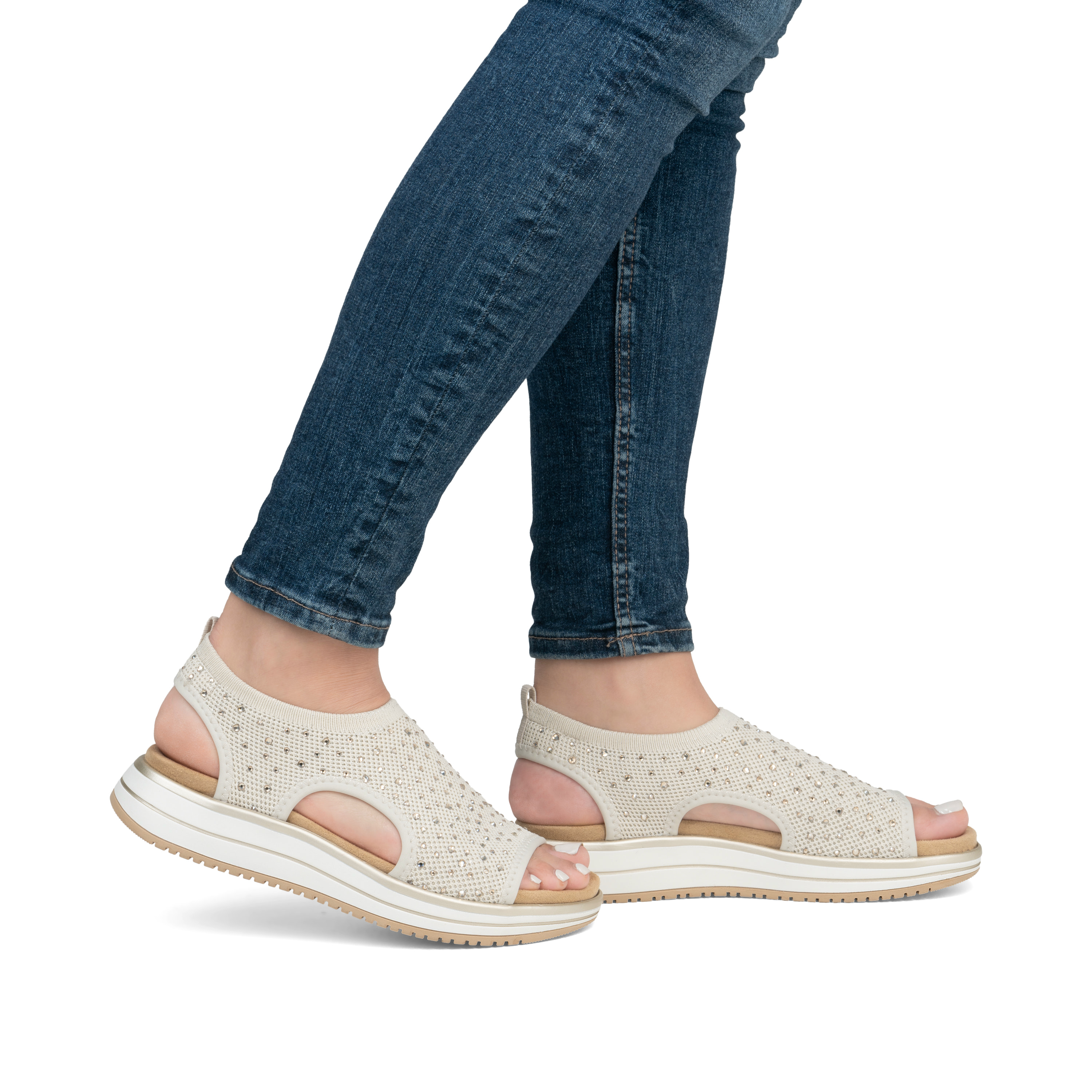 Soda Damen-Sandale Mit Keilabsatz – Bequeme Sommersandale In Hautfarbe Mit Knöchelriemen