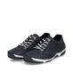 Blaue Rieker Damen Schnürschuhe 55901-14 aus Glattleder mit modernen Ziernähten. Schuhpaar seitlich schräg.