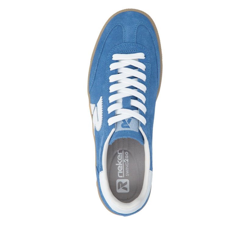 Baskets basses Rieker bleues pour homme U2200-12 avec lacets. Chaussure vue de dessus.