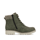 
Staubgraue Rieker Damen Stiefeletten Y9071-40 mit einer Profilsohle mit Blockabsatz. Schuh seitlich schräg