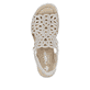 Beige Rieker Keilsandaletten 67465-62 mit Strasssteinen sowie einem Gummizug. Schuh von oben.